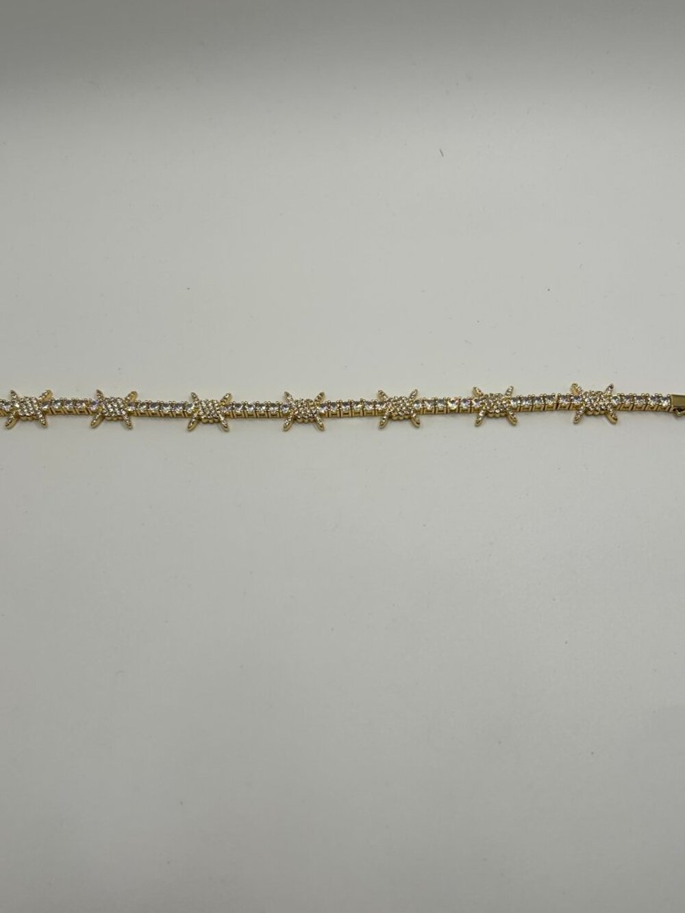 Mens Moissanite Barbwire Tennis Bracelet 8 Inch Real Gold Iced Plated Bold